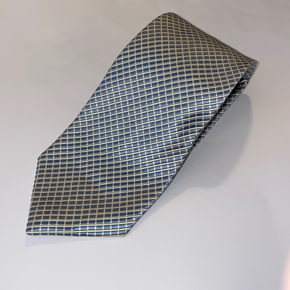 Hickey Freeman Blue checkered Handmade Tie
